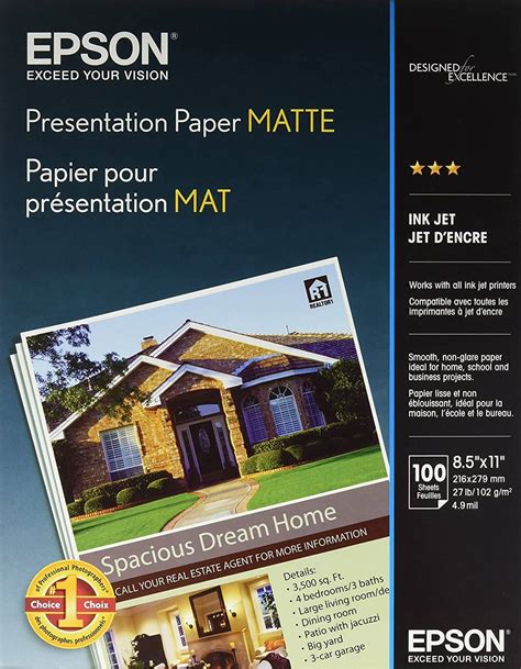 Papel Fotogr Fico Epson Presentation Paper Matte Tama O Carta X