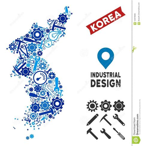 Mosaico Del Mapa De Corea Del Norte Y Sur Del Instrumento Ilustraci N