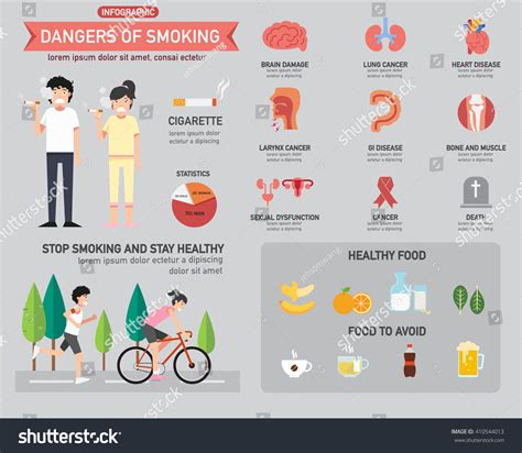 Dangers Of Smoking Infographics Vector Illustration 410544013