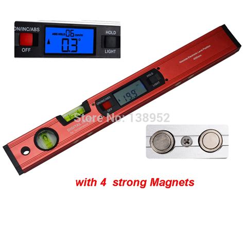 400mm 16inch Red Digital Angle Finder Level 360 Degree Range Spirit Level Upright Inclinometer