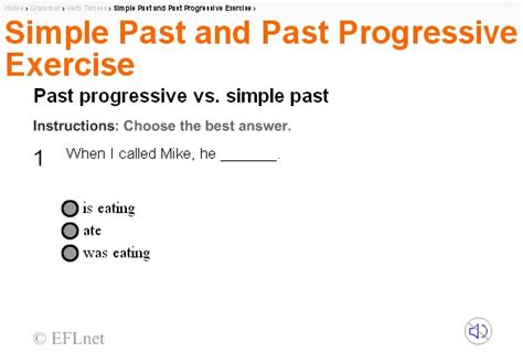 Simple Past And Past Progressive Exercise English