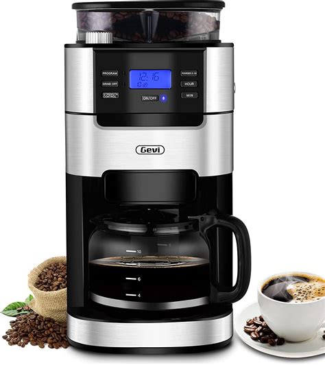 10-Cup Drip Coffee Maker, Grind and Brew Automatic Coffee Machine with Built-In Burr Coffee