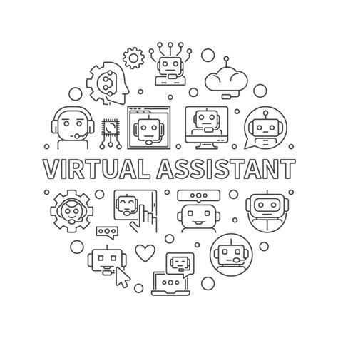 Virtual Assistant Line Round Banner Vector Online Chat And Chatbot Illustration 23451284 Vector