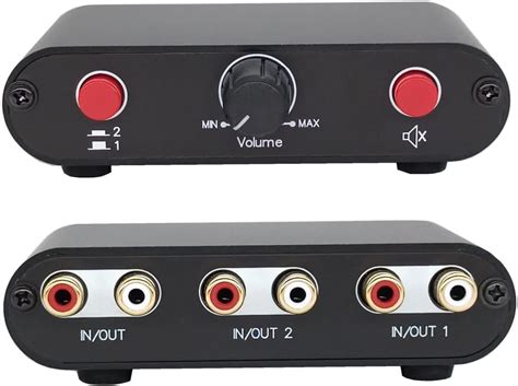 2 Way Rca Stereo Audio Switch Input Signal Source Switcher Selector Splitter Box（2 In 1 Out 1