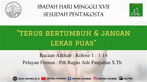 Ibadah Hari Minggu Oktober Gpib Jemaat Pniel Palembang Youtube