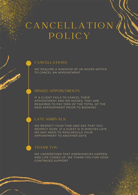 Salon Spa Cancellation Policy - Etsy