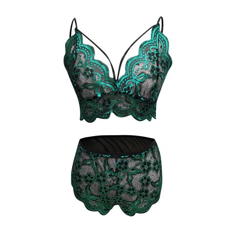 Women Sexy Plus Size Lingerie Lace Bodysuit Exotic Teddy Lingerie Strappy Bra And Panty With