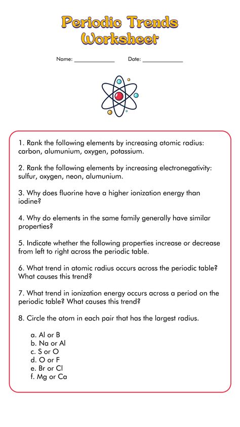 Periodic Table Trends Worksheet Pdf Cabinets Matttroy