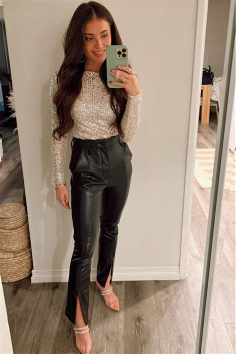 Fall Outfits Maxie Elise Leather Pants Flare Pants Split