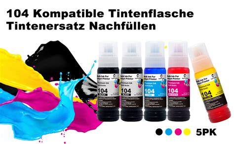 JoyPrinting 104 Tinte Kompatibel für Epson 104 Multipack Tintenflasche