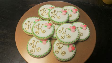 Custom Made Gold Monogrammed Sugar Cookies Gourmet Cupcakes Perfect