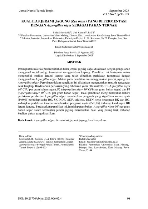 PDF Kualitas Jerami Jagung Zea Mays Yang Di Fermentasi Dengan