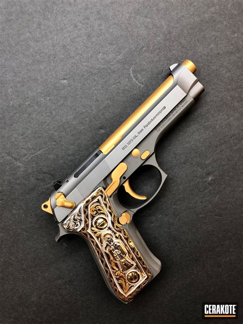 Beretta 92fs Cerakoted Using Gold Cerakote