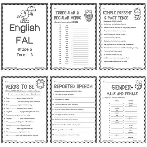 Grade 5 English FAL Term 3 Worksheets Teacha