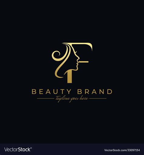 Letter F Beauty Face Hair Salon Logo Design Vector Image