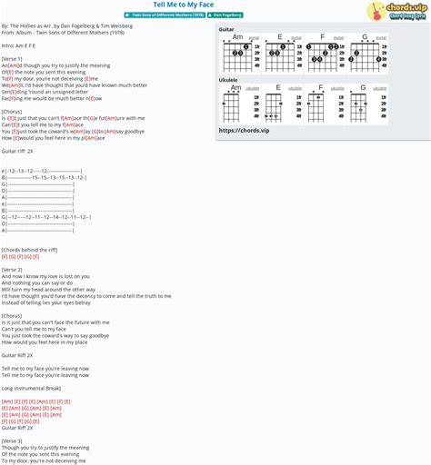 Chord Tell Me To My Face Tab Song Lyric Sheet Guitar Ukulele