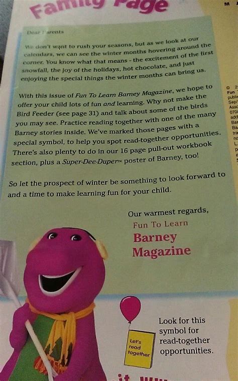 Barney Magazine Winter Wonderland November/December 2001 VHTF | #1883736209