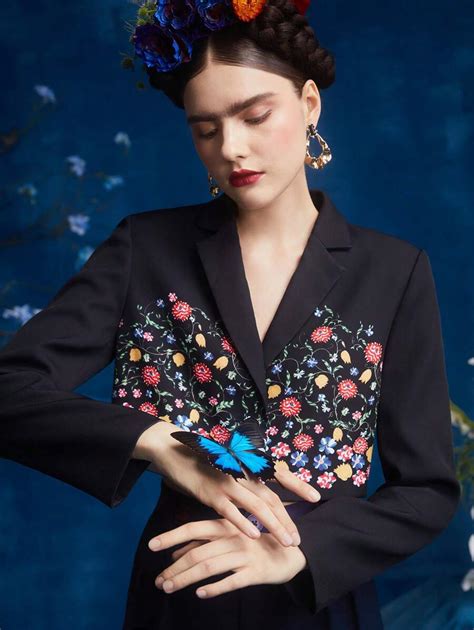 Frida Kahlo X Shein X Designer Furnanda Floral Print Lapel Neck Crop