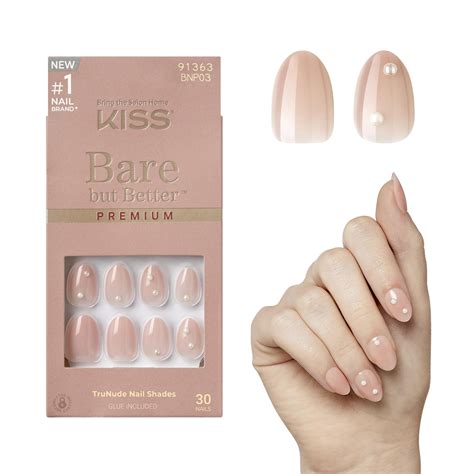 Kiss Bare But Better Press On Nails Nail Glue Included Slay Light Nude Skin Short Size