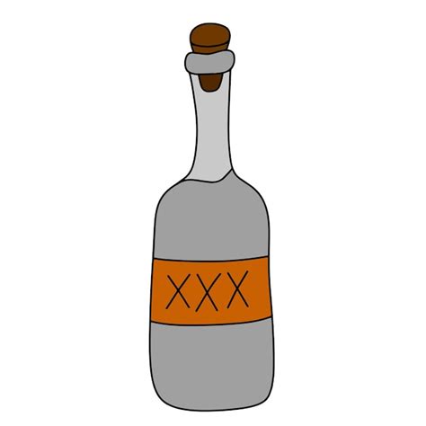 Botella de garabato aislada vectorial con ilustración de ron Vector