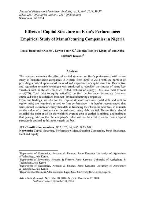 journal  finance  investment analysis vol    issn