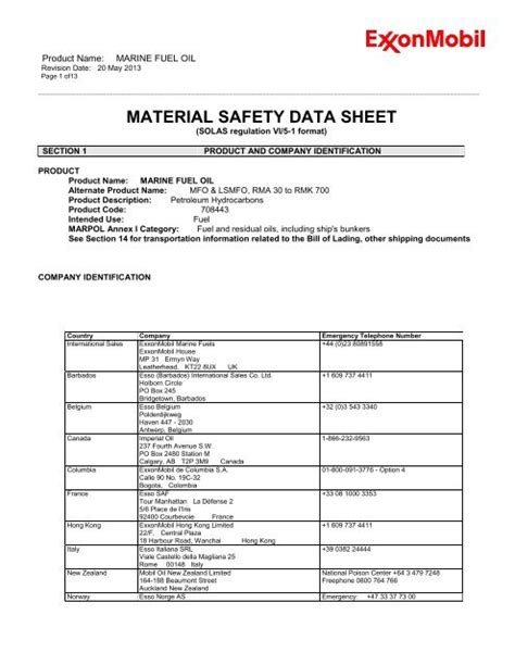 Material Safety Data Sheet Exxonmobil