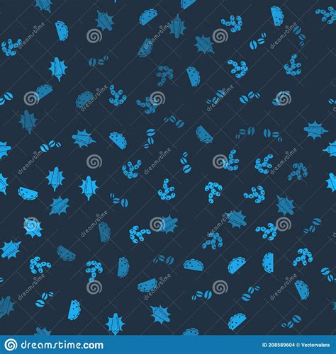 Set Taco With Tortilla Cactus Coffee Beans And Hot Chili Pepper Pod On Seamless Pattern