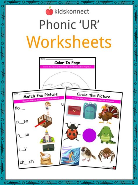 phonics ur sounds worksheets activities  kids