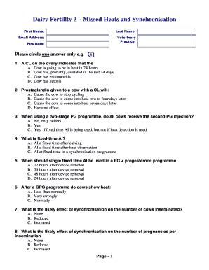 Fillable Online Nadis Org Dairy Fertility 3 Missed Heats And