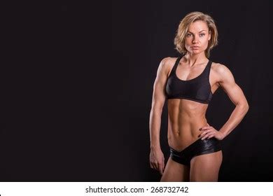Sexy Athletic Blonde Posing On Black Stock Photo Shutterstock