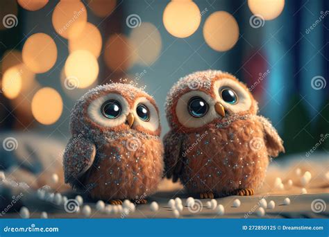 Cute Image of the Owl Characters Full of Love and Happiness. Abstract ...