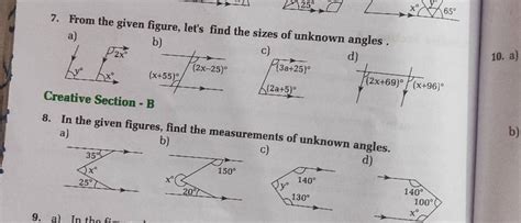 From The Given Figure Let S Find The Sizes Of Unknown Angles Filo