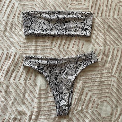 Nasty Gal Snake Print Bikini Womens Size 10 Depop