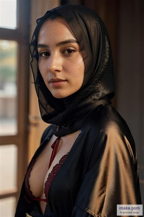 IMake Porn Red Silk Abaya With Hijab Boobs