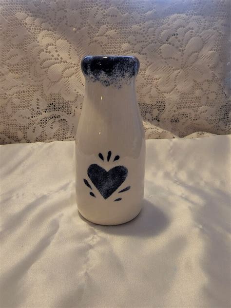 Vintage Blue And White Milk Bottlevase Etsy