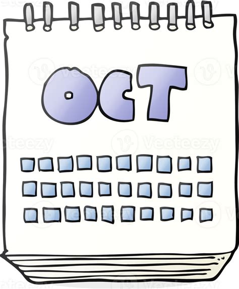 drawn cartoon calendar showing month of october 45316511 PNG