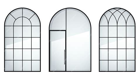 Conjunto De Ventanas Metálicas Arqueadas En Estilo Loft Vector Premium