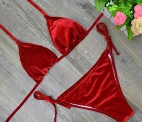 Sexy Velvet Pure Color Simple Three Point Swimsuit Two Piece Bikini