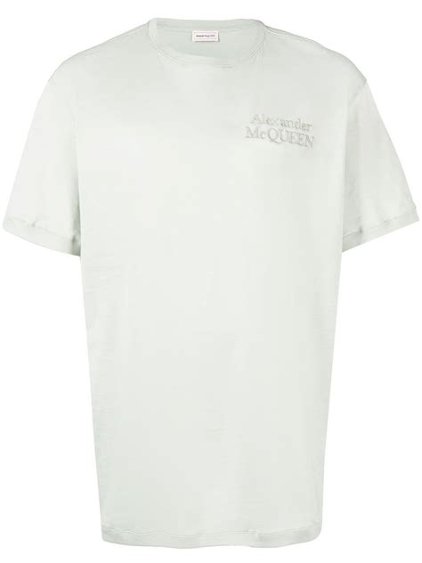 Alexander McQueen Logo Embroidered Cotton T Shirt Farfetch