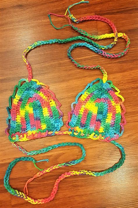 PRIDE Bikini Crochet Bikini Top Rainbow Bikini Top Tie Dye Etsy