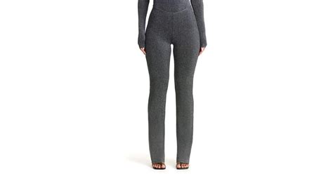 Naked Wardrobe Shimmer Metallic Straight Leg Pants In Gray Lyst