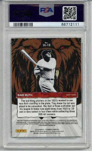 2022 Panini Donruss Unleashed Babe Ruth UL 13 Diamond For Sale