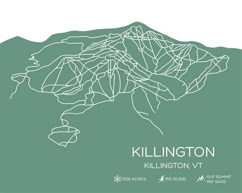 Killington Ski Trail Map With Color - Etsy