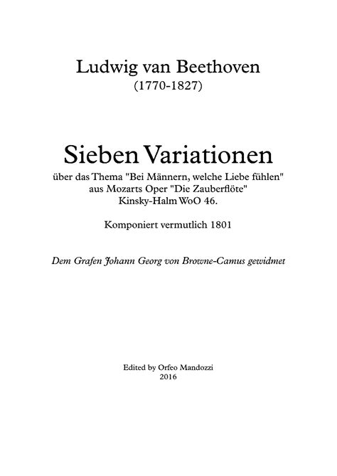 Variations On Bei M Nnern Welche Liebe F Hlen Woo Beethoven