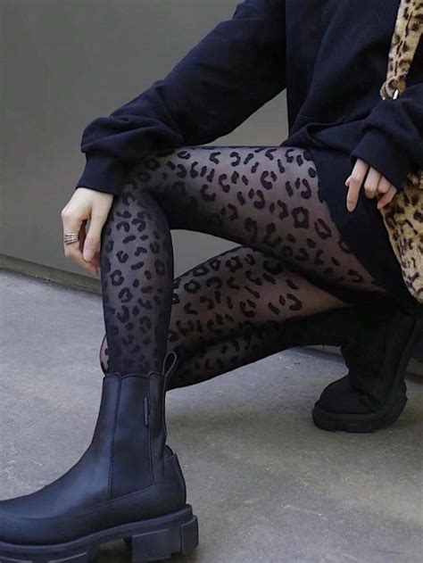 Paire Collants Imprim L Opard D Lingerie Sexy Pour Femmes Bas