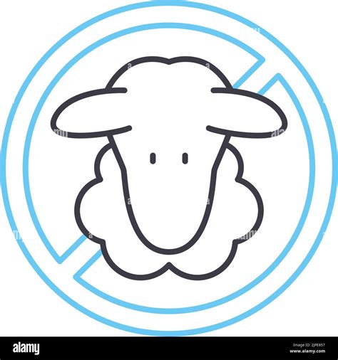 No Lamb Meat Line Icon Outline Symbol Vector Illustration Concept