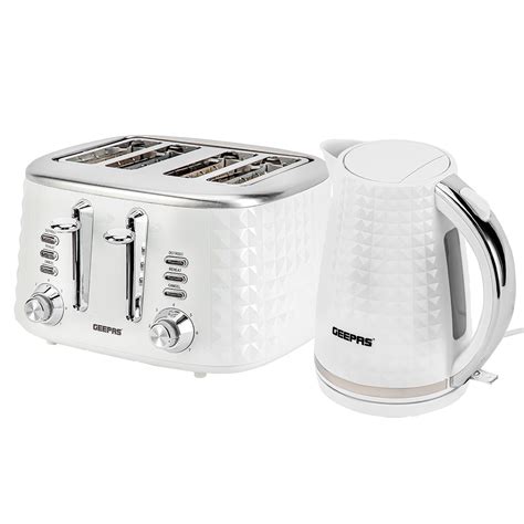 Diamond 4 Slice Toaster And 17l Cordless Kettle Set Geepas Uk