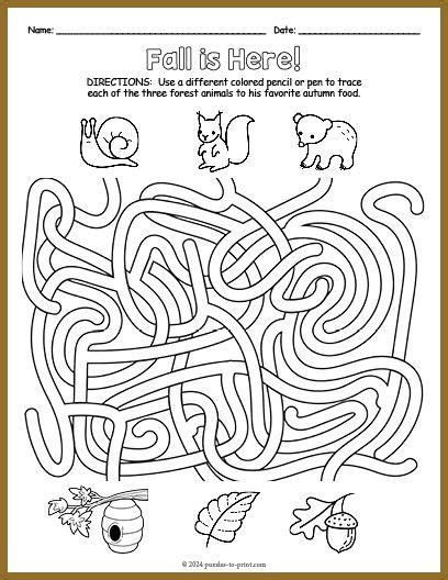 Free Printable Fall Maze for Kids | Fall maze printable, Fall mazes for ...
