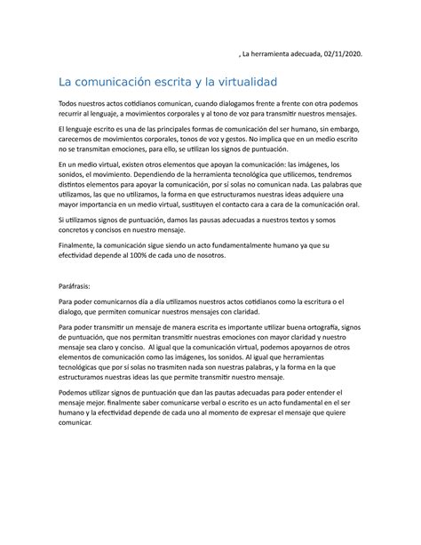 La Comunicaci N Escrita Y La Virtualidad La Herramienta Adecuada