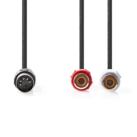 DIN Audio Cable | DIN 5-Pin Male | 2x RCA Female | Nickel Plated | 0.20 ...